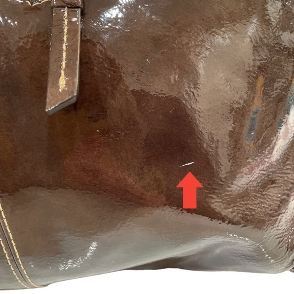 Dooney & Bourke Rare Soft Patent Leather Satchel Tote Chocolate Brown Big Purse - Picture 13 of 14